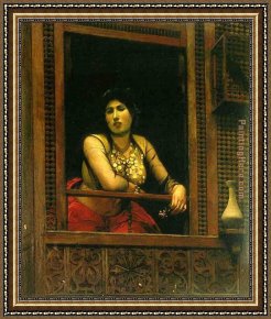 The Goldfish Window Framed Paintings - Woman at Her Window by Jean-Leon Gerome