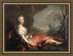 Diana And Acteon Framed Paintings - Marie Adelaide of France as Diana by Jean Marc Nattier