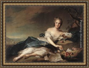 Saskia As Flora Framed Paintings - Marie Adelaide of France as Flora by Jean Marc Nattier