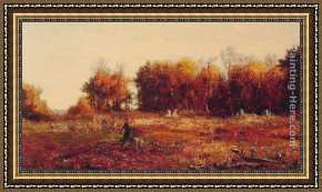 Autumn Leaves Framed Paintings - Gathering Autumn Leaves by Jervis McEntee