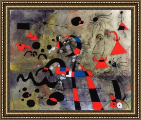 Miro Framed Paintings - The Escape Ladder by Joan Miro