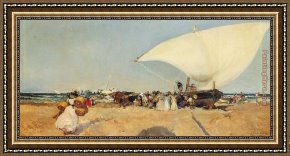 Arrival Framed Paintings - Arrival of the Boats by Joaquin Sorolla y Bastida