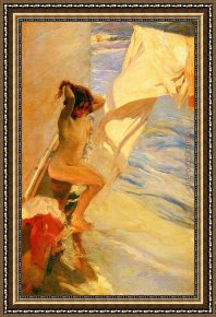 Bastida Framed Paintings - Before Bathing by Joaquin Sorolla y Bastida