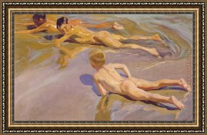 Child Framed Paintings - Children on the Beach by Joaquin Sorolla y Bastida