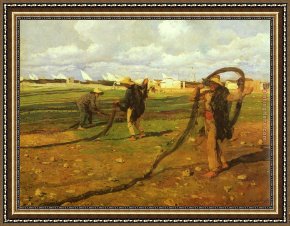 Bastida Framed Paintings - Fisherman Taking Up the Nets by Joaquin Sorolla y Bastida