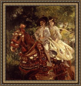 Bastida Framed Paintings - Grupa valenciana by Joaquin Sorolla y Bastida