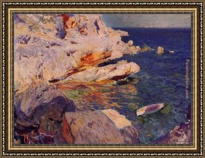 Bastida Framed Paintings - Rocks at Javea by Joaquin Sorolla y Bastida