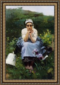 Bastida Framed Paintings - The Milkmaid by Joaquin Sorolla y Bastida