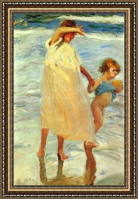 Bastida Framed Paintings - The Two Sisters by Joaquin Sorolla y Bastida