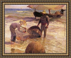Bastida Framed Paintings - Valencian Fisherman by Joaquin Sorolla y Bastida