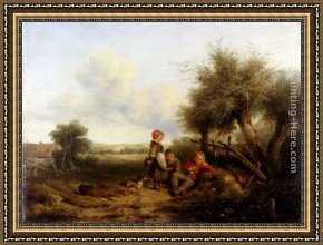 The Gossip Framed Paintings - Little Gossips by Johan Mari Ten Kate