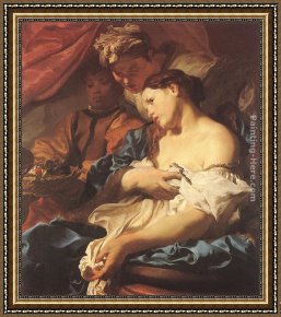 Cleopatra Testing Poisons on Condemned Prisoners Cropped Framed Paintings - The Death of Cleopatra by Johann Liss