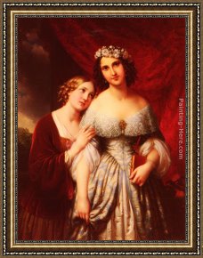 Emilie, Die Schwester Menzels Framed Paintings - Die M&auml;dchen by Johann-Nepomuk Ender