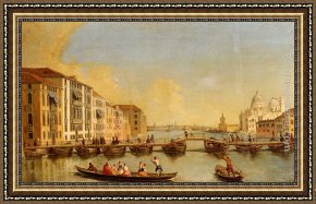 Rio Della Maddalena Framed Paintings - View Of The Grand Canal And Santa Maria Della Salute, Venice by Johann Richter