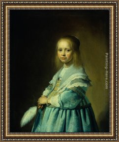 Cornelisz Framed Paintings - Portrait of a Girl Dressed in Blue by Johannes Cornelisz. Verspronck