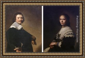 Lovers Man And Woman Framed Paintings - Portrait of a Man and Portrait of a Woman by Johannes Cornelisz. Verspronck