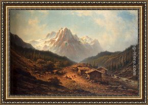 Antibes And The Maritime Alps Framed Paintings - A Summer Day In The Alps by Johannes Hilverdink