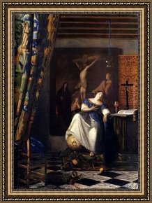 Allegory of Virtue Framed Paintings - Allegory of the Faith by Johannes Vermeer