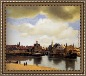 A View of The Forum Framed Paintings - View Of Delft by Johannes Vermeer