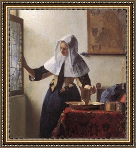 The Young Critics Framed Paintings - Young Woman with a Water Jug by Johannes Vermeer