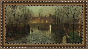 Malvern Hall Framed Paintings - Arriving at the Hall by John Atkinson Grimshaw