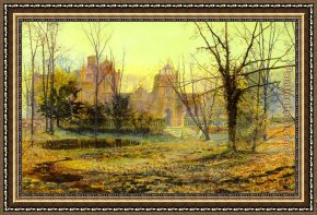 Malvern Hall Framed Paintings - Evening Knostrop Old Hall by John Atkinson Grimshaw
