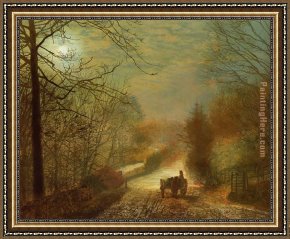 Blacksmith at His Forge Framed Paintings - Forge Valley near Scarborough by John Atkinson Grimshaw