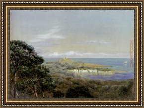Cap Gris-nez Framed Paintings - Pointe St Hospice, Cap Ferrat, From St Jean by John Brett