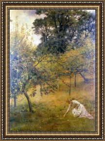 The Pear Orchard Framed Paintings - A Devonshire Orchard by John Collier