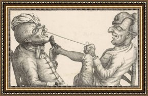 Pulling a Tooth Framed Paintings - Fancy Footwork While Drawing a Tooth by John Collier