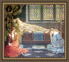 Sleeping Beauty Framed Paintings - Sleeping Beauty by John Collier