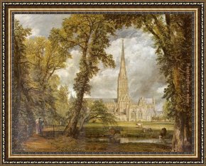 John Murray Framed Paintings - Salisbury Cathedral by John Constable