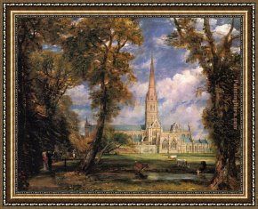 A Bishop Framed Paintings - Salisbury Cathedral from the Bishops' Grounds by John Constable
