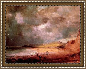 A Bay Hunter with Two Spaniels Framed Paintings - Weymouth Bay by John Constable