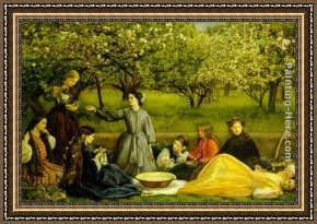Everett's Framed Paintings - apple blossoms spring by John Everett Millais