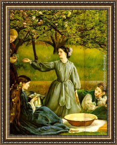 Spring Blossoms Along a Meandering River Framed Paintings - Apple Blossoms Spring detail II by John Everett Millais