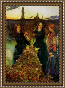 Autumn Leaves Framed Paintings - Autumn Leaves by John Everett Millais
