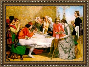 Lorenzo Framed Paintings - Lorenzo and Isabella by John Everett Millais
