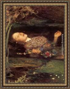 Everett's Framed Paintings - Ophelia detail by John Everett Millais