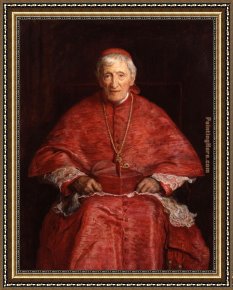 Everett's Framed Paintings - portrait of John Henry Cardinal Newman by John Everett Millais