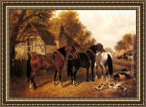 Old English Pheasant Framed Paintings - An English Homestead by John Frederick Herring, Jnr