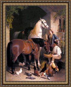 Feeding Framed Paintings - Feeding the Arab by John Frederick Herring Snr
