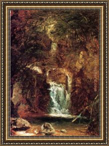 George Frederick Watts Framed Paintings - Cascade near Lake George by John Frederick Kensett