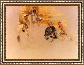 The Encampment Framed Paintings - A Bedouin Encampment, Mount Sinai by John Frederick Lewis