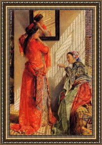 The Gossip Framed Paintings - Indoor Gossip, Cairo by John Frederick Lewis