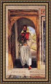 Fantomas Pipe And Newspaper Framed Paintings - The Pipe Bearer by John Frederick Lewis