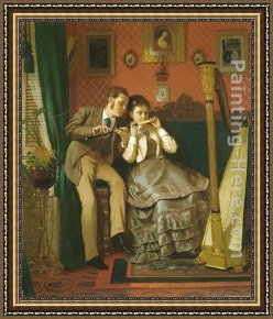Lessons Learned by Eyears Framed Paintings - The Music Lesson by John George Brown