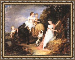 Malvern Hall Framed Paintings - Portrait of the Children of the Rev. Joseph Arkwright of Mark Hall, Essex by John Hayter