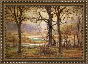 Adam Elsheimer Framed Paintings - Autumn on the Whitewater by John Ottis Adams
