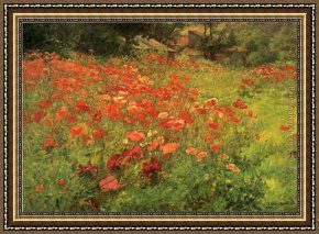 Julius Adam Framed Paintings - In Poppyland by John Ottis Adams